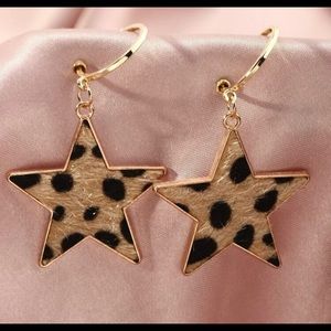 Star cheetah print earrings